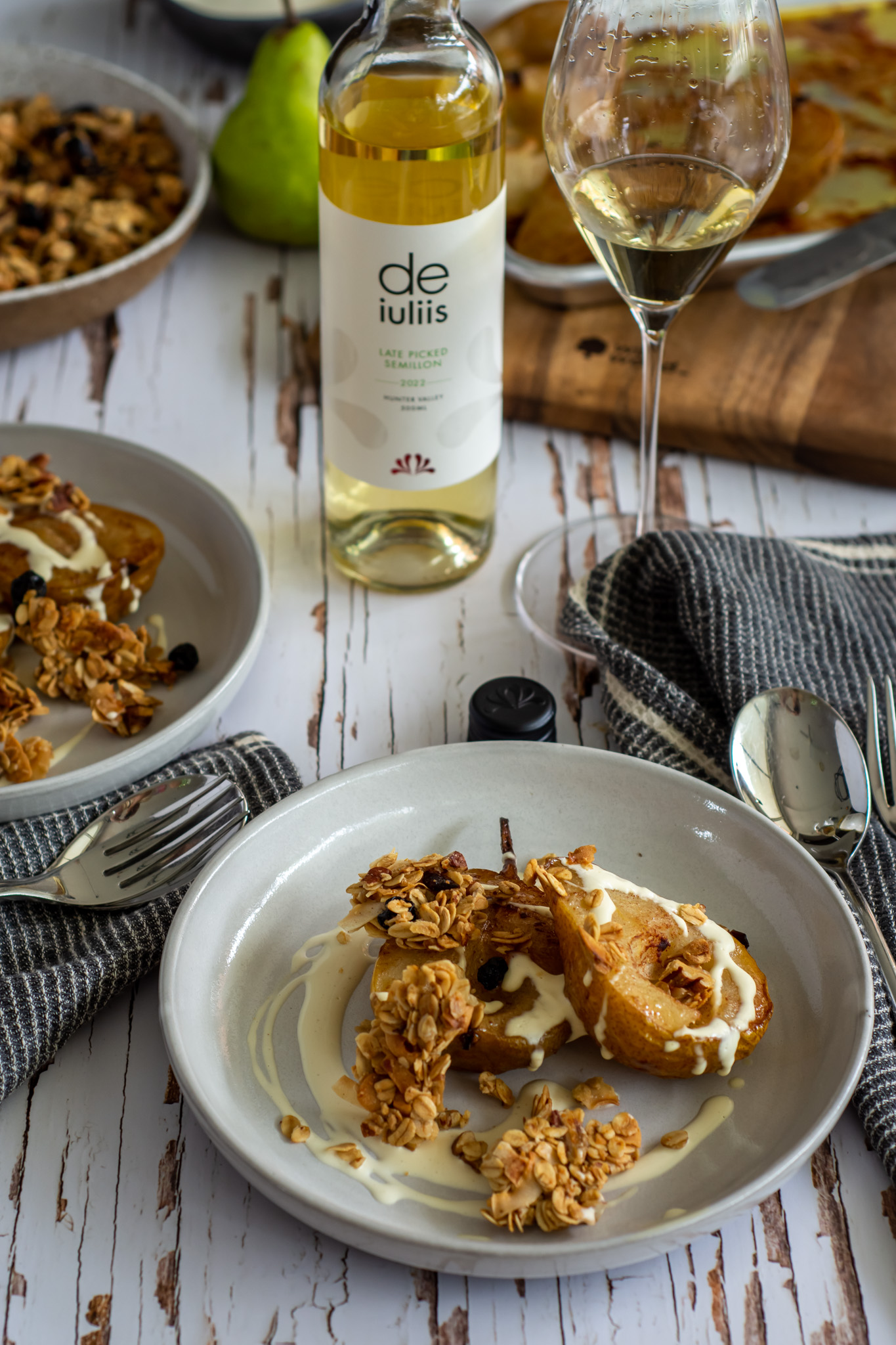 Late Picked Semillon with Spiced Pears, Chunky Granola & Ginger Crème Fraiche