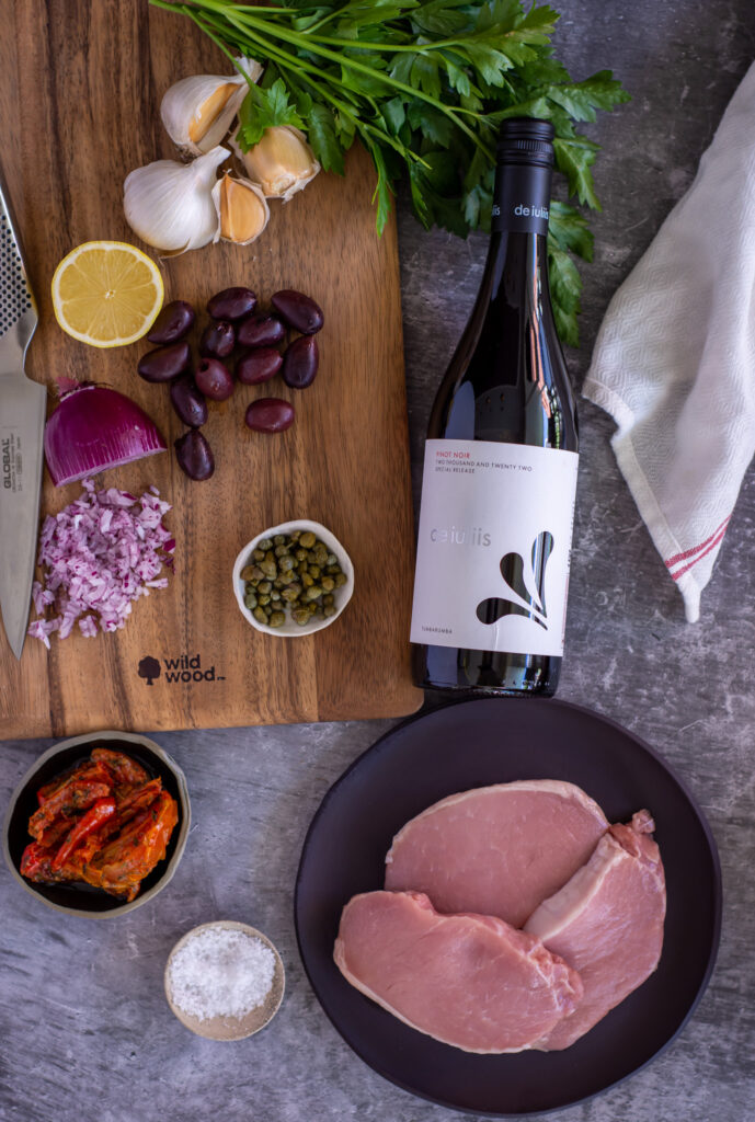 De Iuliis 2022 Special Release Pinot Noir pairs with pork loin and salsa