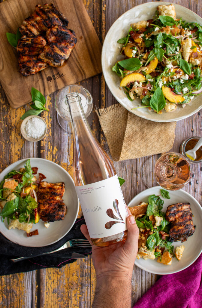 Sparkling Rose grown from Hunter Valley grapes and paired perfectly with a delicious peach salad